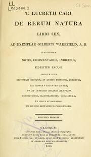 Cover of: T. Lucretii Cari De rerum natura libri sex by Titus Lucretius Carus