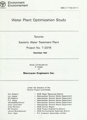 Cover of: Toronto Easterly Water Treatment Plant by R. Kargel, R. Kargel