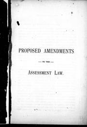 Cover of: Proposed amendments to the local assessment law | 