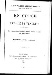 Cover of: En Corse au pays de la vendetta: lecture donnée au Cercle Ville-Marie de Montréal
