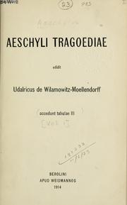 Cover of: Tragoediae by Aeschylus