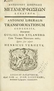 Cover of: Transformationum congeries by Antoninus Liberalis.
