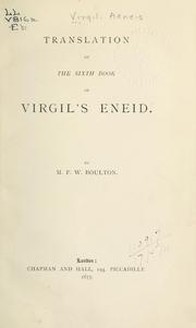 Cover of: Translation of the Sixth Book of Virgil's Eneid