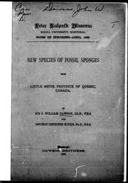 Cover of: New species of fossil sponges from Little Metis, province of Quebec, Canada