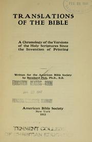 Cover of: Translations of the Bible: a chronology of the versions of the Holy Scriptures since the invention of printing.