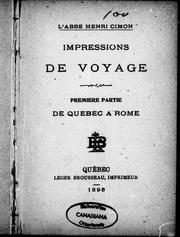 Cover of: Impressions de voyage: de Québec à Rome