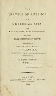 Cover of: The travels of Antenor in Greece and Asia | Г‰tienne-FranГ§ois de Lantier