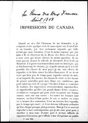 Cover of: Impressions du Canada by René Doumic