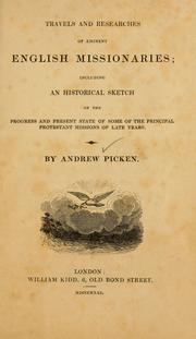 Cover of: Travels and researches of eminent English missionaries by Andrew Picken