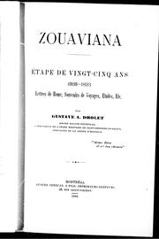 Cover of: Zouaviana, étape de vingt-cinq ans, 1868-1893: lettres de Rome, souvenirs du voyages, études etc.