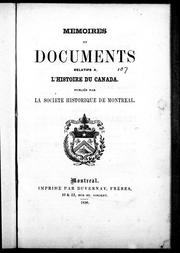 Cover of: Mémoires et documents relatifs à l'histoire du Canada