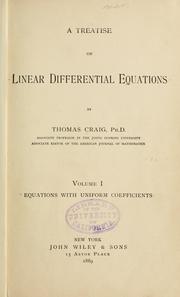 Cover of: treatise on linear differential equations