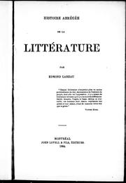 Cover of: Histoire abrégée de la littérature by Edmond Lareau