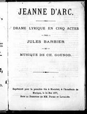 Cover of: Jeanne d'Arc: drame lyrique en cinq actes