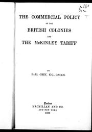 Cover of: The commercial policy of the British colonies and the McKinley tariff