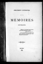 Cover of: Mémoires (extaits)