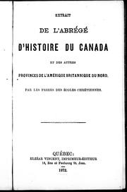 Cover of: Extrait de l'abrégé d'histoire du Canada: et des autres provinces de l'Amérique britannique du nord