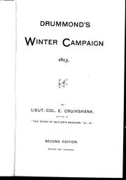 Cover of: Drummond's winter campaign, 1813