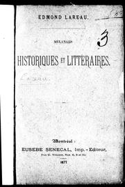 Cover of: Mélanges historiques et littéraires