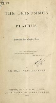 Cover of: Trinummus by Titus Maccius Plautus