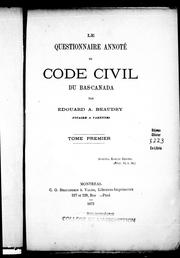 Cover of: Le questionnaire annoté du code civil du Bas-Canada