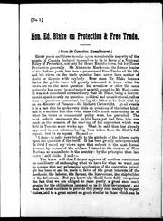 Cover of: Hon. Ed. Blake on protection & free trade