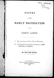 Cover of: Papers concerning early navigation on the Great Lakes