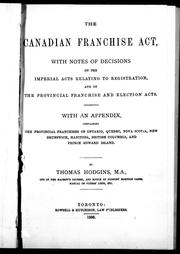 The Canadian Franchise Act by Thomas Hodgins