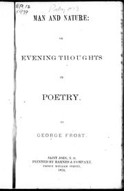 Cover of: Man and nature, or, Evening thoughts in poetry