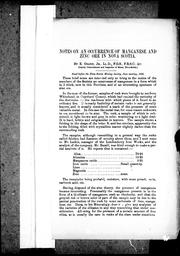 Cover of: Notes on an occurrence of manganese and zinc ore in Nova Scotia