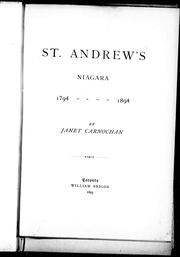 Cover of: St. Andrew's, Niagara, 1794-1894