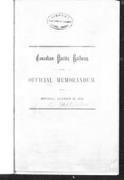 Cover of: Official memorandum by Canadian Pacific Railway.