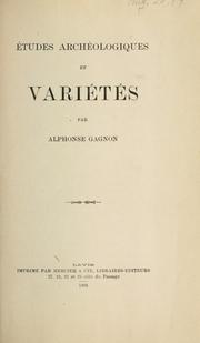 Cover of: Études archéologiques et variétés.