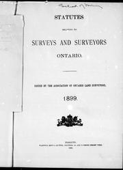 Cover of: Statutes relating to surveys and surveyors, Ontario