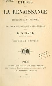 Cover of: Études sur la Renaissance: Renaissance et réforme; Erasme, Thomas Morus, Mélancthon.