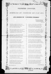 Cover of: Pensées d'hiver: hommage du premier de l'an 1873, aux abonnes de "L'Opinion publique"