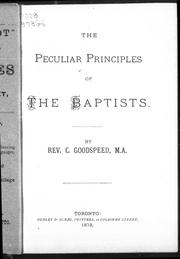 Cover of: The peculiar principles of the Baptists