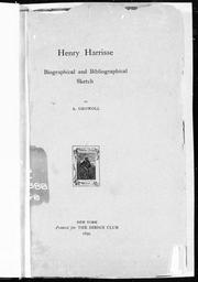 Cover of: Henry Harrise, biographical and bibliographical sketch