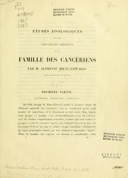 Cover of: Études zoologiques sur les Crustacés récents de la famille des Cancériens.
