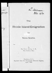 The Rhode Island emigration to Nova Scotia by Ray Greene Huling