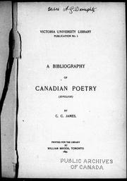 Cover of: A bibliography of Canadian poetry (English) by C. C. James