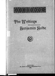 Cover of: The writings of Benjamin Sulte by Henry J. Morgan