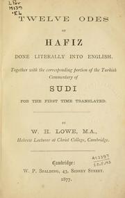 Cover of: Twelve odes of Hafiz