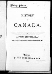 Cover of: History of Canada by by J. Frith Jeffers.