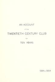 The Twentieth Century Club of Allegheny County, 1896-1904