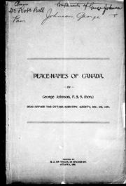 Cover of: Place-names of Canada: read before the Ottawa Scientific Society, Dec. 3rd, 1897