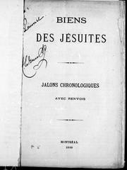 Cover of: Biens des Jésuites: jalons chronologiques avec renvois.