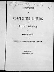 Lecture on co-operative dairying and winter dairying by E. M. Jones