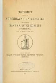 Cover of: Udsigt over den norsk-islandske filologis historie by Finnur Jónsson