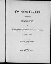 Cover of: Ontarian families: genealogies of United-Empire-Loyalist and other pioneer families of Upper Canada